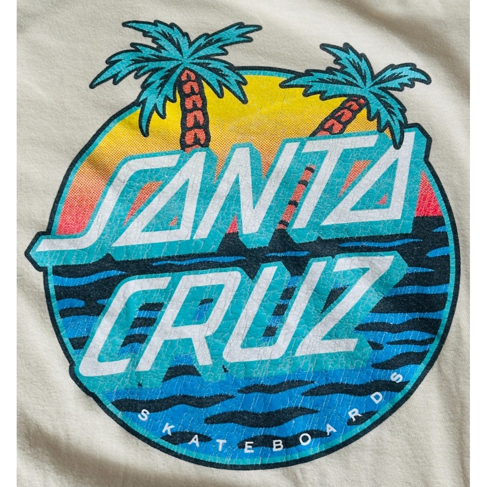 Santa Cruz Skateboards - T-shirt Size XL - Off-White - California Palm Trees